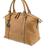 GUCCI Tan Leather Interlocking Tote with Gunmetal Logo