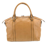 GUCCI Tan Leather Interlocking Tote with Gunmetal Logo