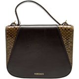 VERSACE Leather Animal Print Top Handle Bag