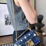 Gucci Calfskin Studded Small Padlock Shoulder Bag