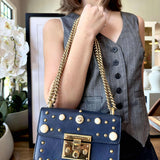 Gucci Calfskin Studded Small Padlock Shoulder Bag