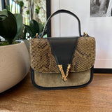 VERSACE Leather Animal Print Top Handle Bag