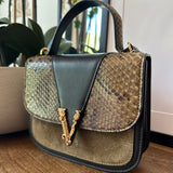 VERSACE Leather Animal Print Top Handle Bag