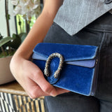 Gucci Velvet Super Mini Dionysus Shoulder Bag in Cobalt