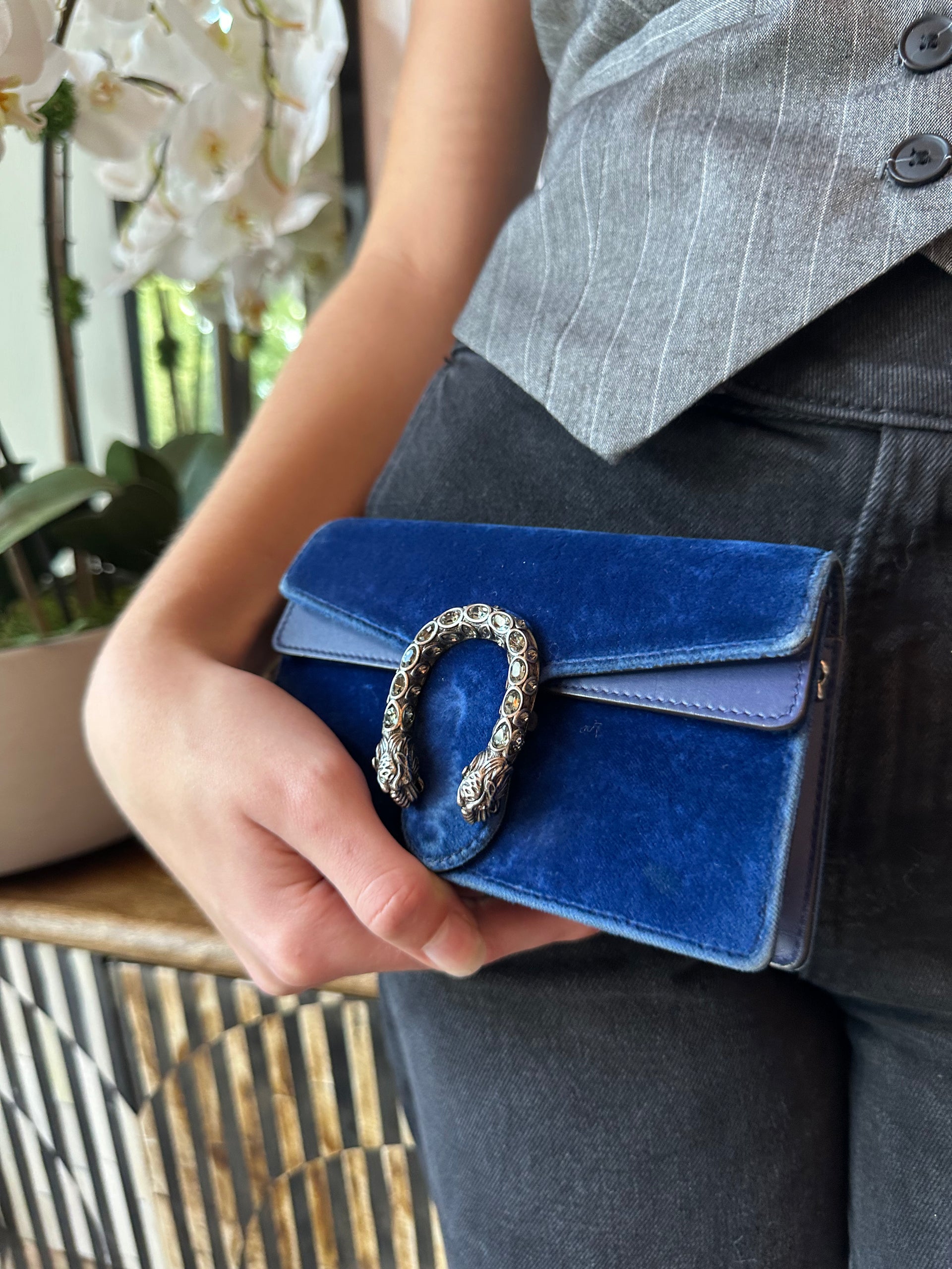 Gucci Velvet Super Mini Dionysus Shoulder Bag in Cobalt The Luxury Vault