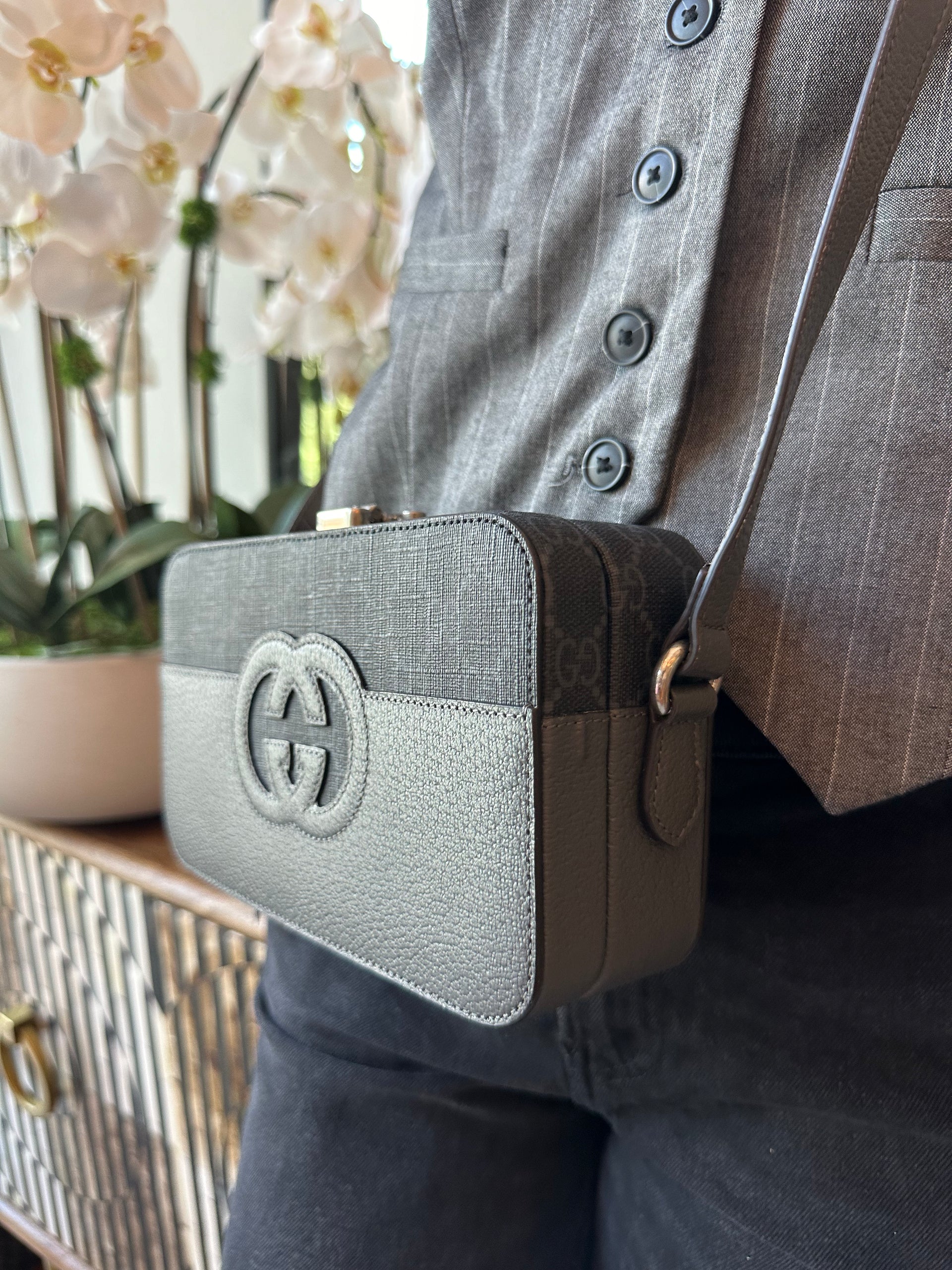 GUCCI Padlock Interlocking Crossbody Bag GG Coated Canvas and