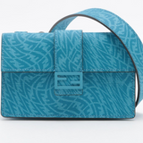 Fendi Limited Edition Rare FENDI X SARAH COLEMAN Glazed Fabric Enamel Small FF Vertigo Baguette Cyber Blue