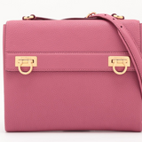 Salvatore Ferragamo Grained Calfskin Mya Flip Lock Shoulder Bag Pink