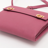 Salvatore Ferragamo Grained Calfskin Mya Flip Lock Shoulder Bag Pink