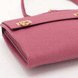 Salvatore Ferragamo Grained Calfskin Mya Flip Lock Shoulder Bag Pink