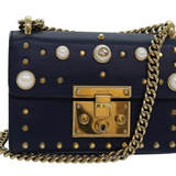 Gucci Calfskin Studded Small Padlock Shoulder Bag