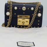 Gucci Calfskin Studded Small Padlock Shoulder Bag