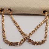 Chanel CC Matelasse Trapezoid Two-Tone Chain Shoulder Blush Beige Flap Purse