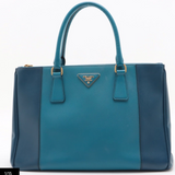 Prada Saffiano Lux Colorblock Medium Galleria Double Zip Tote Bluette Cobalto