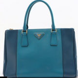 Prada Saffiano Lux Colorblock Medium Galleria Double Zip Tote Bluette Cobalto