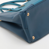 Prada Saffiano Lux Colorblock Medium Galleria Double Zip Tote Bluette Cobalto