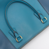 Prada Saffiano Lux Colorblock Medium Galleria Double Zip Tote Bluette Cobalto